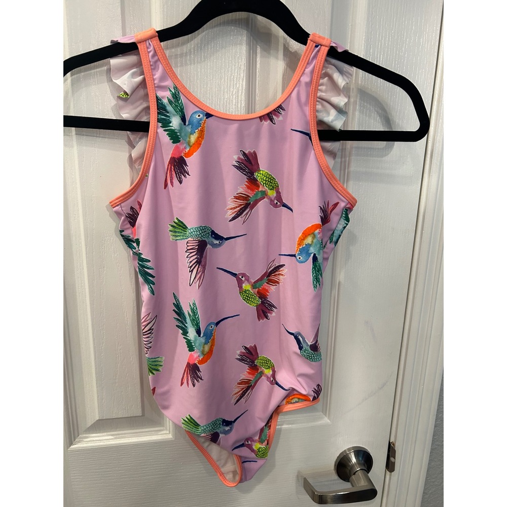 Cotton On Kids Swimsuit Lilac Hummingbird Ruffle Bow One Piece Girls 9-10